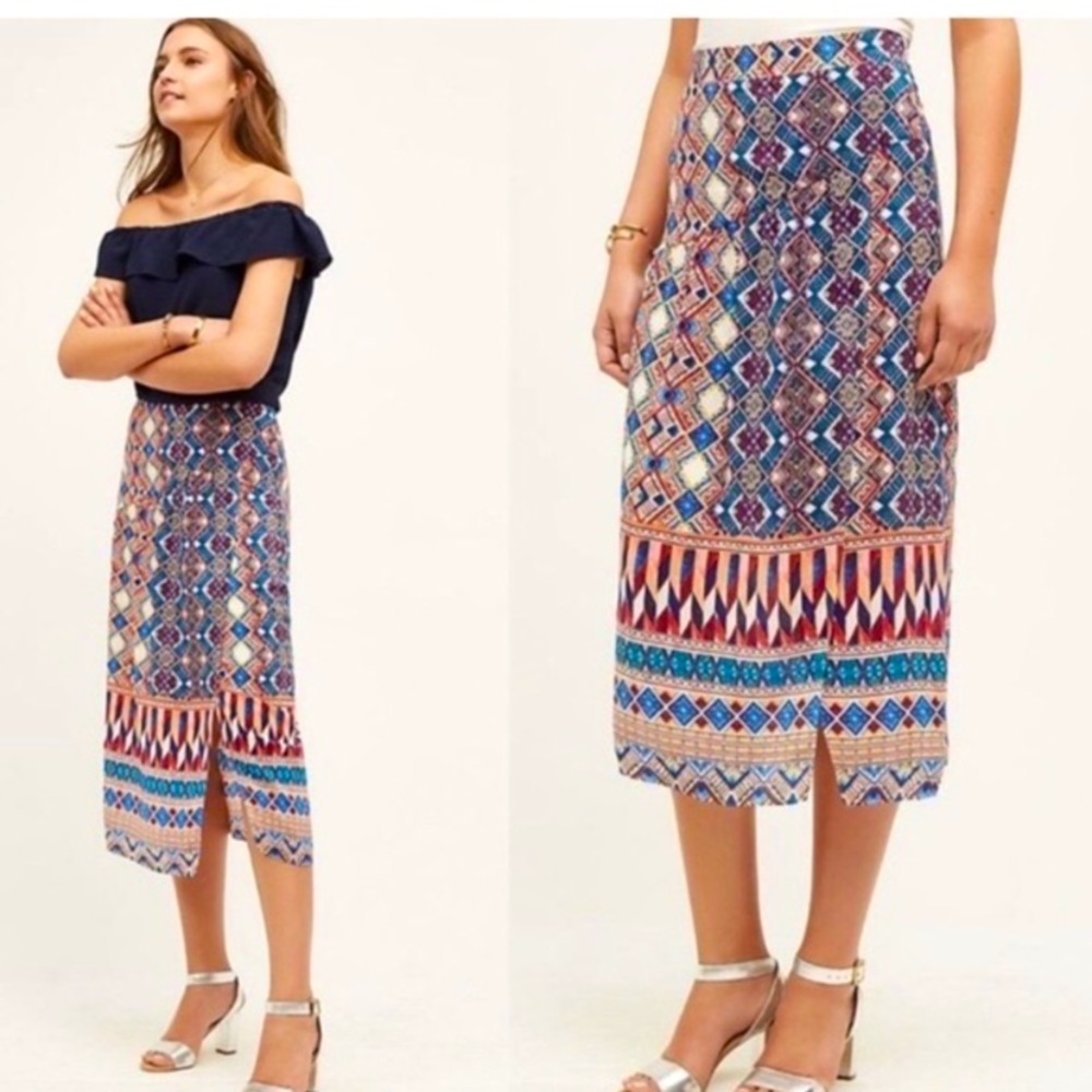 Anthropologie HD in Paris Olympia Silk Midi Skirt